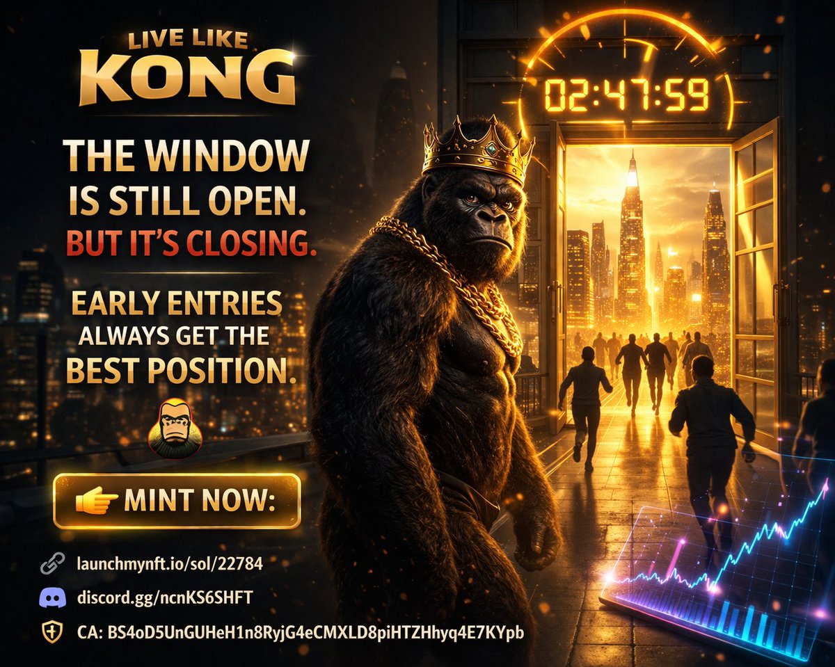 NFT2BC's tweet photo. The window is still open.
But it’s closing.
Early entries always get the best position.
🦍
👉 Mint now:
https://t.co/C87DK7yJhB
🎟️ Discord: https://t.co/rLxN2Hblwe
⚔️ CA: BS4oD5UnGUHeH1n8RyjG4eCMXLD8piHTZHhyq4E7KYpb
#NFTdrop #solanae #nft https://t.co/KJNdhyRi0t
