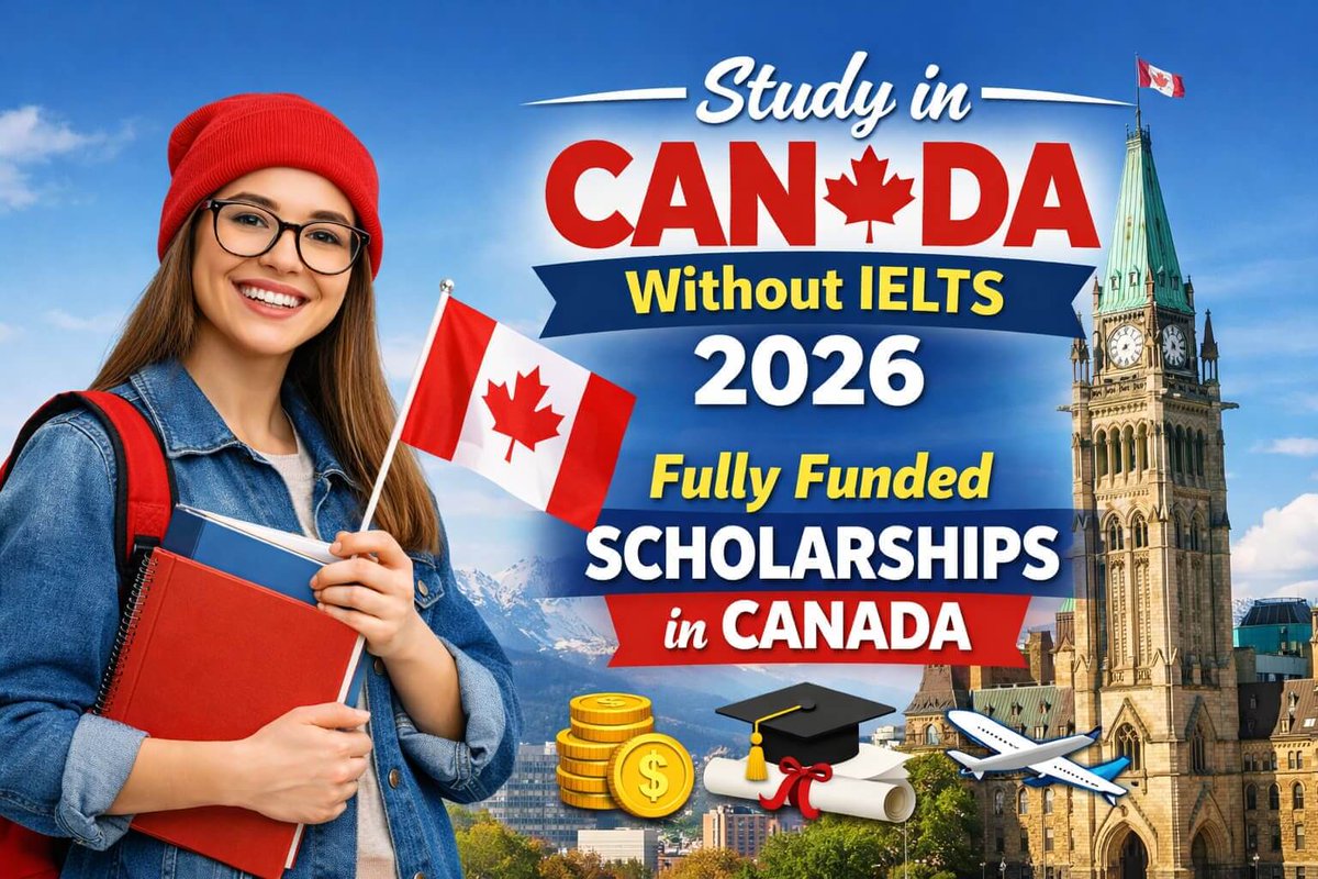 AFscholarships's tweet image. Study in Canada Without IELTS 2026 🇨🇦

✔ Scholarships Available
✔ Bachelors, Masters &amp;amp; PhD
✔ Many Universities Accept Without IELTS
Start your study abroad journey today.
Apply Now:
abroadfreescholarships.com/study-in-canad…

#StudyInCanada #Scholarships #StudyAbroad