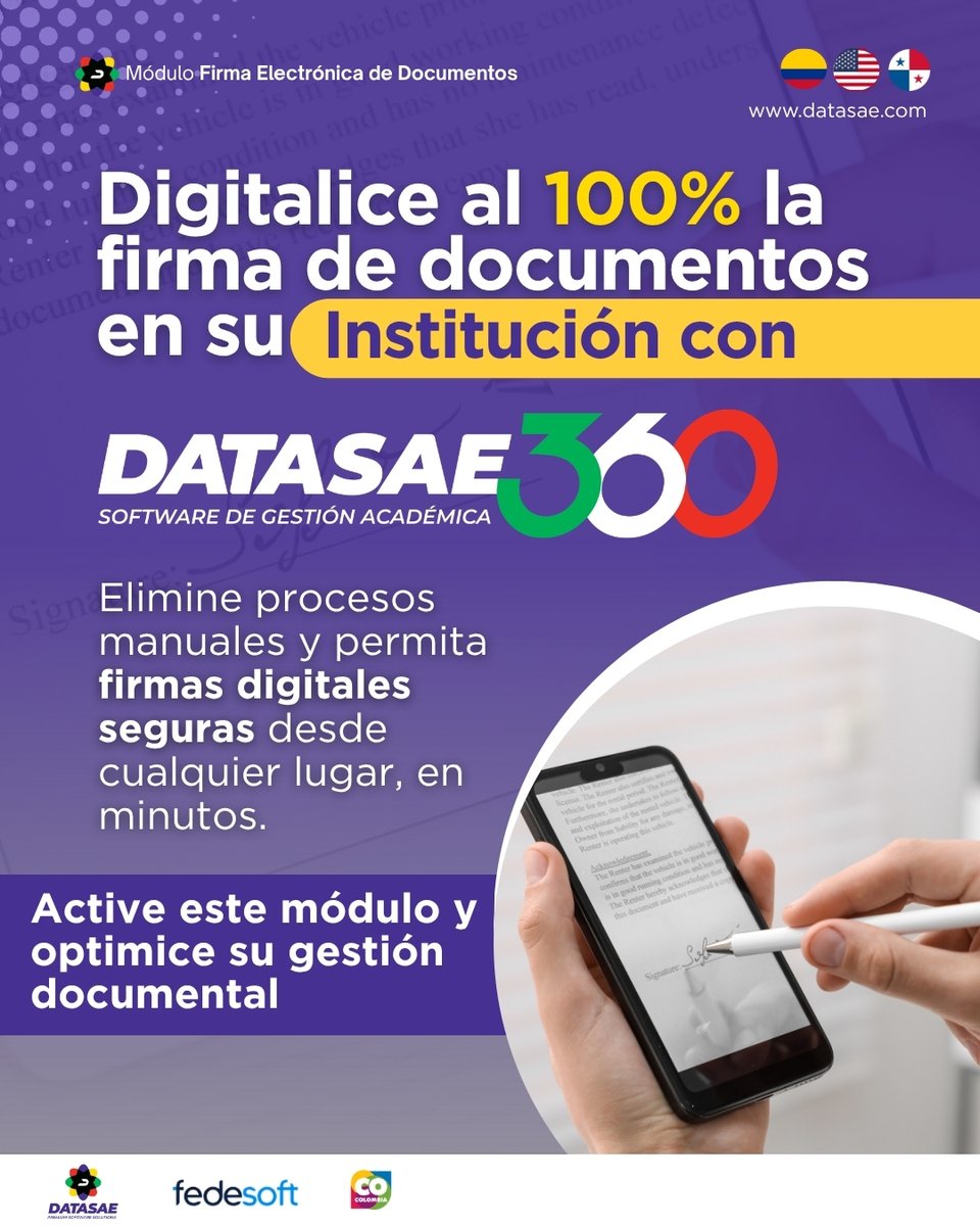 datasaeltda's tweet photo. Impulsa la transformación digital de tu institución con DATASAE 360

Gestiona la firma de documentos de forma ágil, sin procesos manuales y con validación segura desde cualquier dispositivo.

Conoce más de nosotros en : https://t.co/ryIEWkBUUo https://t.co/lI4UyfgoDy