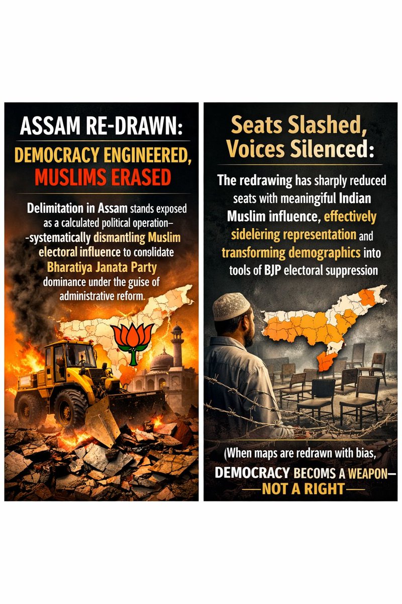 SiddiquiPk47's tweet image. The redrawing has sharply reduced seats with meaningful Muslim influence, effectively sidelining representation and transforming demographics into tools of electoral suppression.

#indvnz #Resurrección