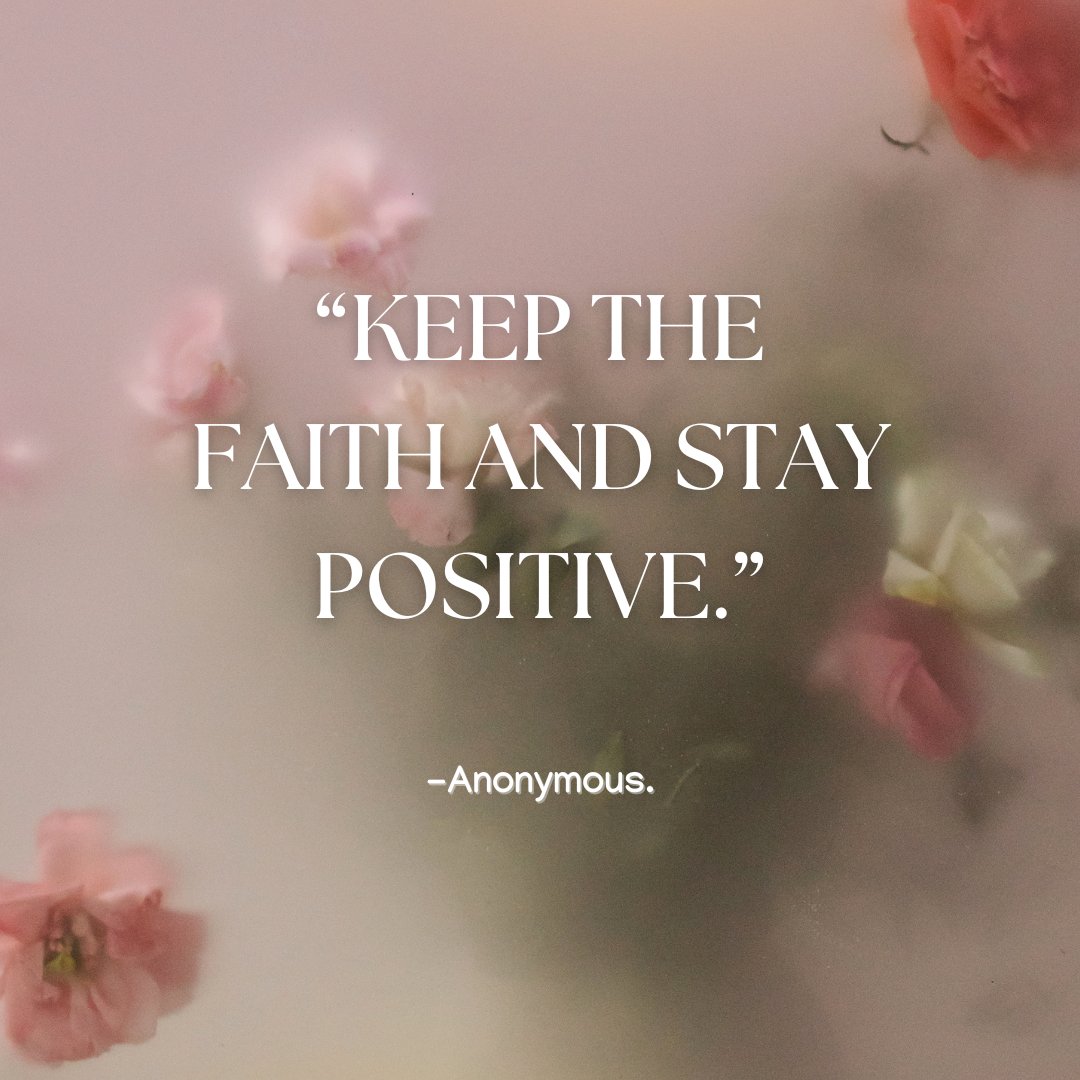 MitziThinkInc's tweet image. Thought of the day…
“Keep the faith and stay positive.” -Anonymous.

#wisewords #quotes #dailyquotes