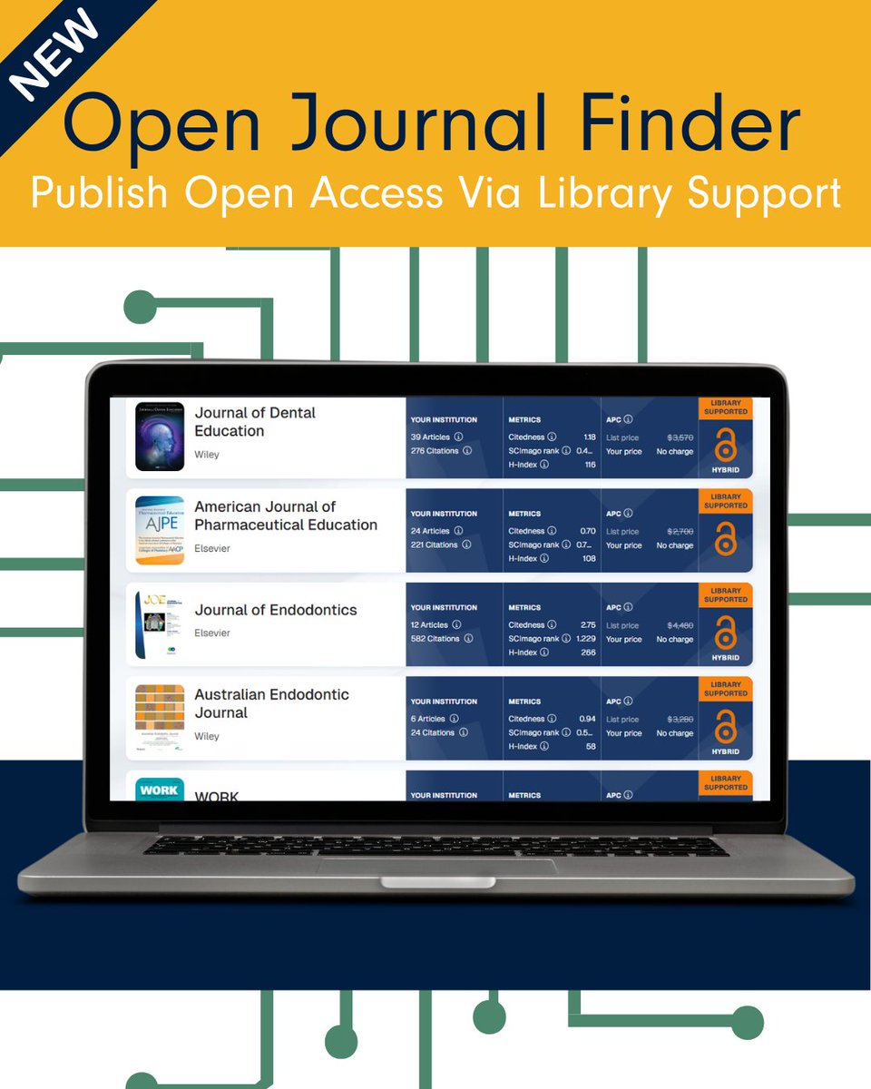 PacificLibrary's tweet photo. Publishing soon? 🎓
Before you submit, check Open Journal Finder to see where Pacific authors can publish open access at no cost under our library agreements. https://t.co/DSqx8VsBYh https://t.co/MsCBCzVGJI