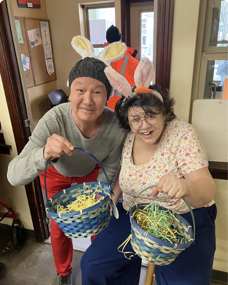 PeaceHouseComm's tweet photo. 🐰 Marcus returned as the Easter Bunny at PHC on Friday — bringing candy and smiles, with help from Linda.

A sunny but cold day made warmer by their enthusiasm. 💙 https://t.co/NVUFCID7hS