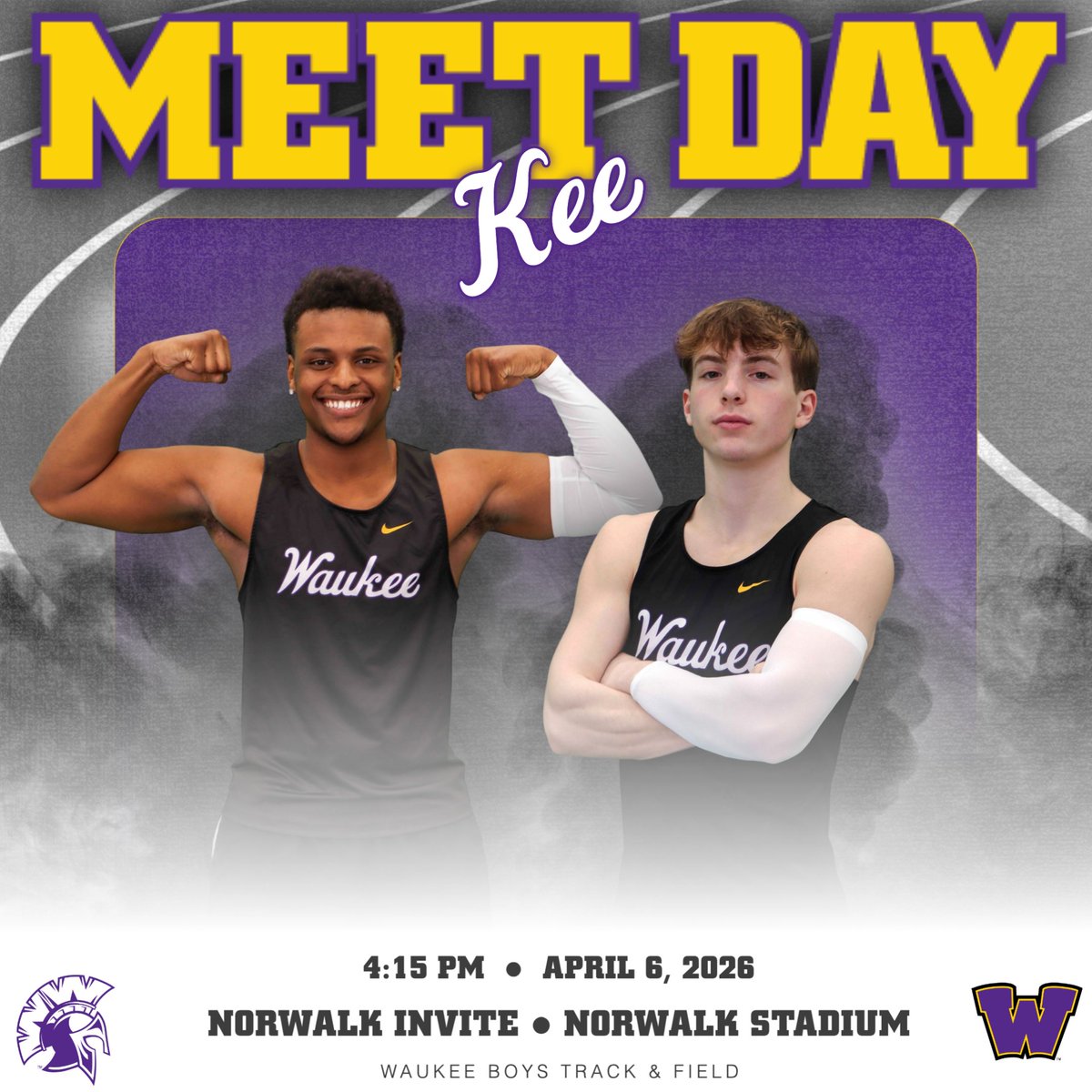 waukee_warriors's tweet photo. Meet Day!!! The Waukee boys track team is in Norwalk for the Norwalk Invitational today! 🏃
🟣 Live Results: https://t.co/QeYGcE7eiH
🕟 4:15 PM
#GoWarriors https://t.co/rTsbitj1Jm