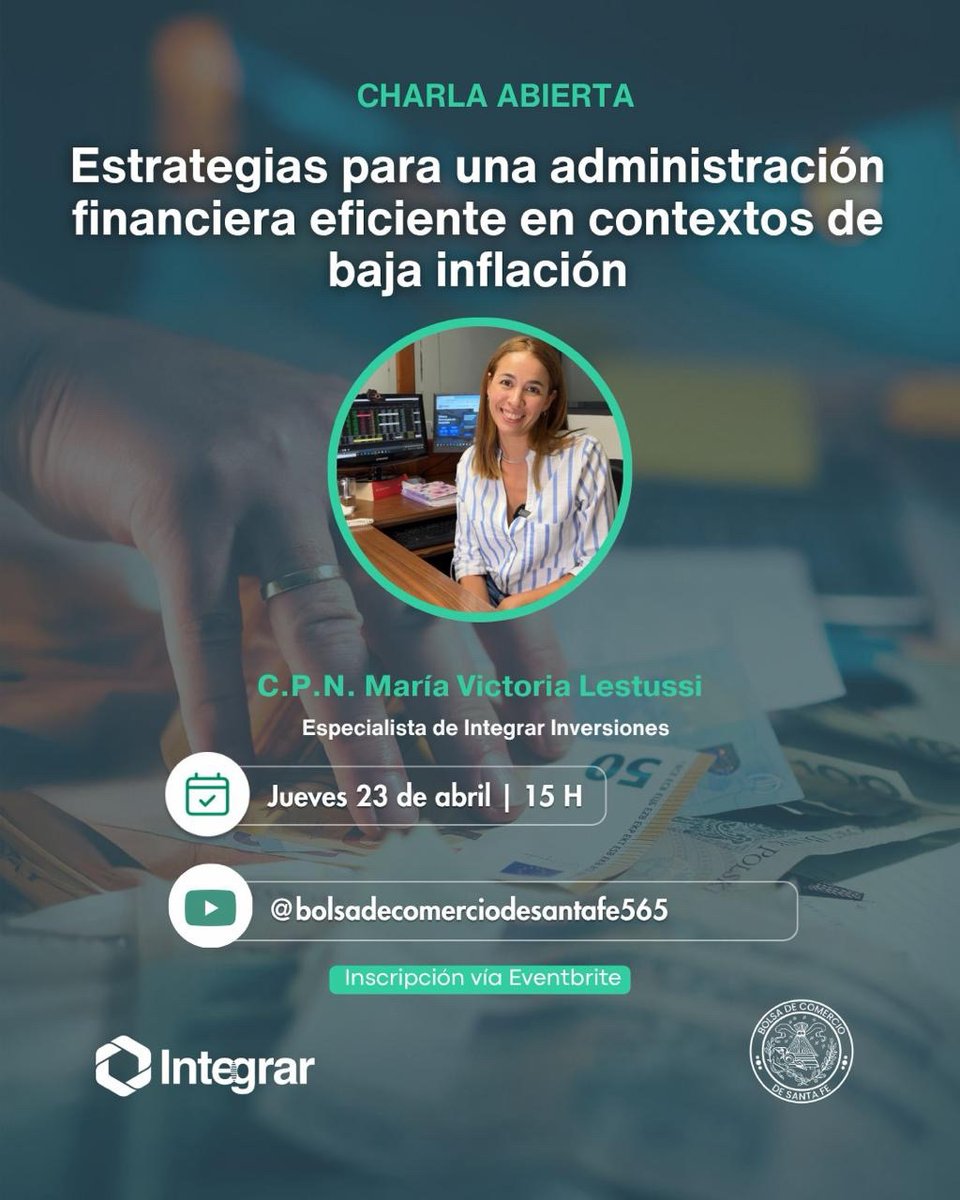 integrar_sa's tweet image. En un contexto que cambia, entender cómo administrar mejor tus finanzas marca la diferencia.

Desde #Integrar te invitamos a participar de una charla abierta, a cargo de Victoria Lestussi.

📅 Jueves 23 | 15 hs | YouTube de @BCSF_Oficial 
 ℹ️ integrarinversiones.com.ar/capacitaciones…