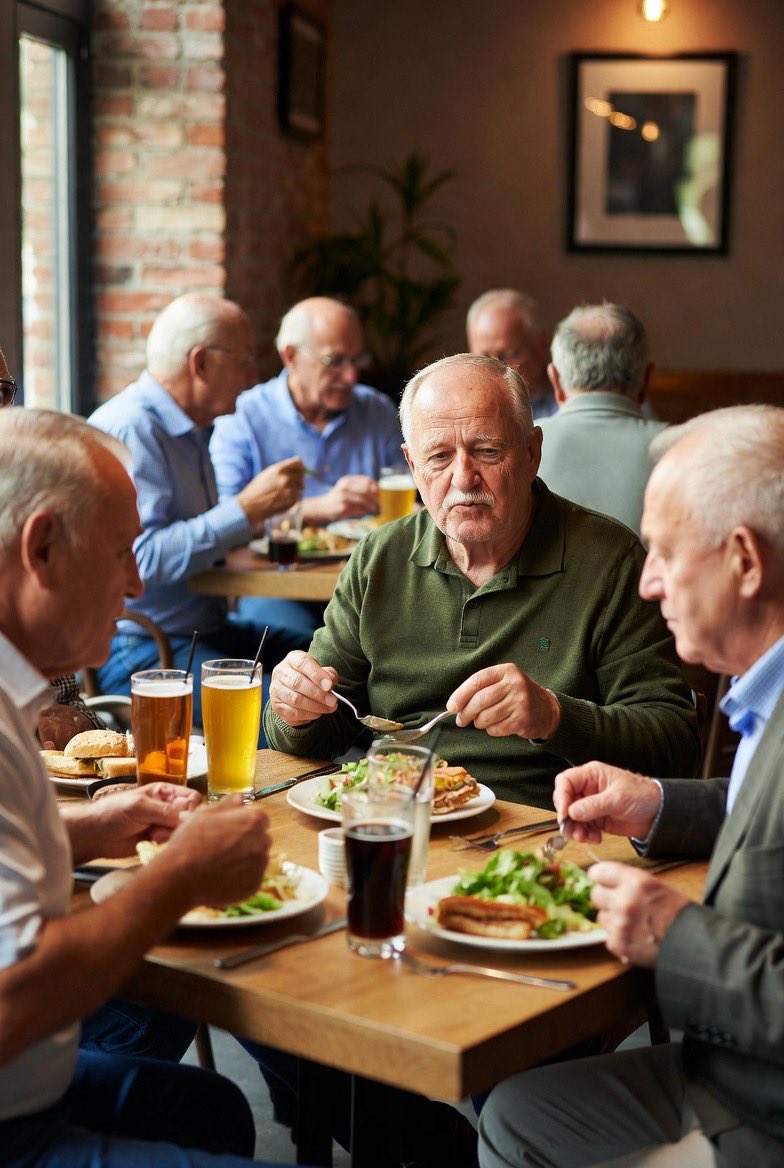 realRPGames's tweet photo. I don't get out socially much. The weekly ROMEO (Retired Old Men Eating Out) lunch is a high point of my week. https://t.co/uqqcZcbMp9