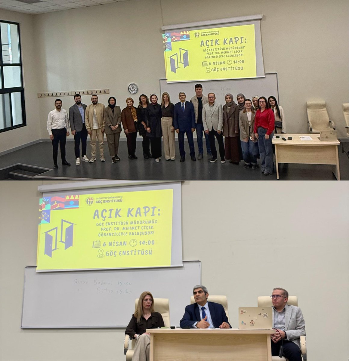 GocGaun's tweet photo. Göç Enstitüsü Açık Kapı Etkinliğimizi gerçekleştirdik.
Müdürümüz Prof. Dr. Mehmet Çiçek ve Müdür Yardımcılarımızın katılımıyla öğrencilerimizle buluştuk.
Akademik faaliyetlerimizi paylaştık, öğrencilerimizin sorularını yanıtladık. 

Katılan tüm öğrencilerimize teşekkür ederiz. https://t.co/bJWw367zPL