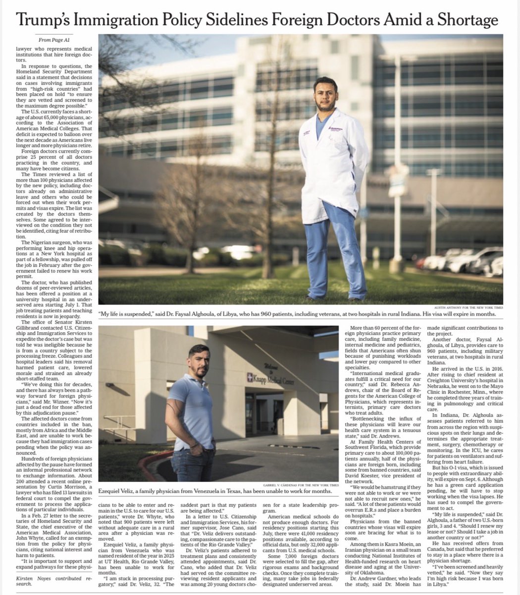 MD_pause's tweet photo. This is surreal.

Law-abiding, contributing immigrants, including long-serving physicians, are being stripped of their jobs and dignity solely because of where they were born, despite following every rule and serving our communities for years.

These are the same doctors who stood on the front lines of COVID and cared for veterans and underserved rural communities. Now they are being pushed out.

The damage is already here. Patients return after surgery to find their surgeon gone. Cancer patients are left mid-treatment when their doctor suddenly disappears because work authorization is delayed. Rural America is hit first and hardest.

This is not politics. This is patient care.

It must stop, before more communities lose essential doctors and more patients are abandoned in the middle of care.

#LiftThePause 
#PhysicianShortage 
#PhysiciansOnPause
