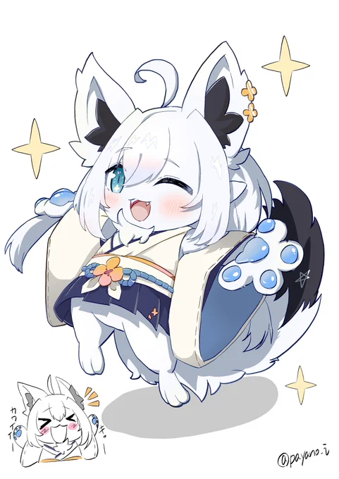 キャー!!カワ(・∀・)イイ!!ケモ 白上!! #絵フブキ