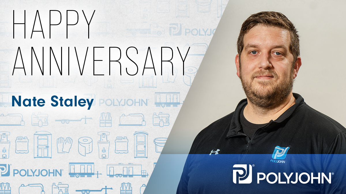 Our President, Nate Staley, is celebrating his 5th anniversary with PolyJohn today!

Our company is definitely a better place as a result of Nate's presence &amp; contributions.

Nate, you're awesome &amp; we're glad to have you!

Join us in celebrating Nate! 🎊👏