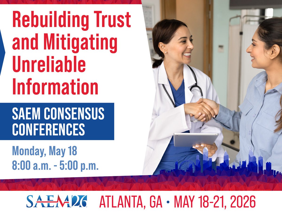 SAEMonline's tweet image. Explore the impact of health information quality on #EmergencyCare at our #SAEM26 Consensus Conference! Register now: ow.ly/Jt8V50YvjIJ

Supported by: ABEM, Brown EM, Gordon &amp;amp; Betty Moore Foundation, Northwestern Medicine, Rush, Sinclair School of Nursing, Stanford Medicine