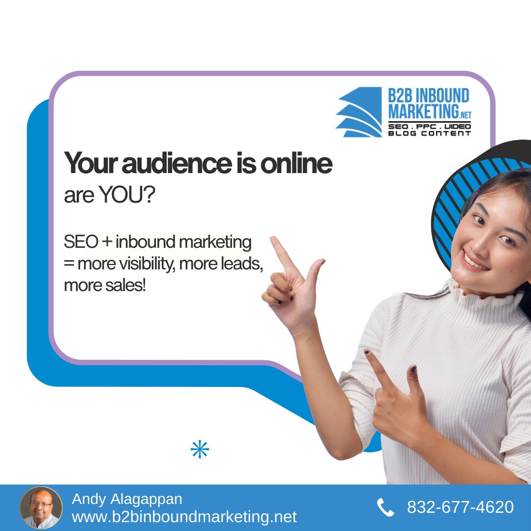 B2Bwebseo's tweet image. Your audience is online — are YOU?
SEO + inbound marketing = more visibility, more leads, more sales!
💥 Let’s grow together: b2binboundmarketing.net 

Double-tap if you agree!
#DigitalSuccess #MarketingAgency #SEO