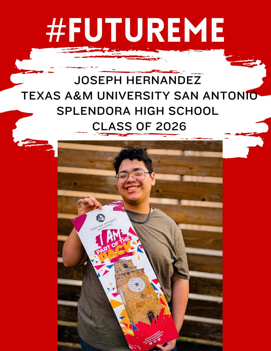 SplendoraHigh's tweet image. Congratulations to Joseph Hernandez on his acceptance to Texas A&amp;amp;M University San Antonio. Way to work hard and achieve goals!

Seniors, share your big news using #FUTUREME and submit your updates here: trst.in/iFPmlW
