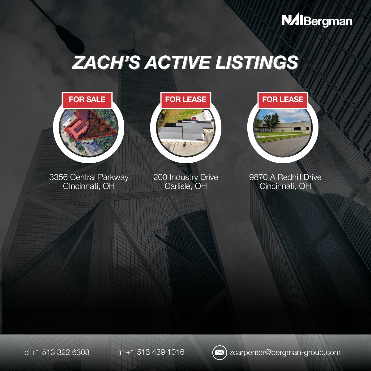 Meet Zach Carpenter!

New to NAI Bergman but already hitting the ground running—Zach is based in our Cincinnati office and diving right into the market. Swipe through to learn how he got started and explore the properties he’s currently working on!

 bergmancommercial.com/properties