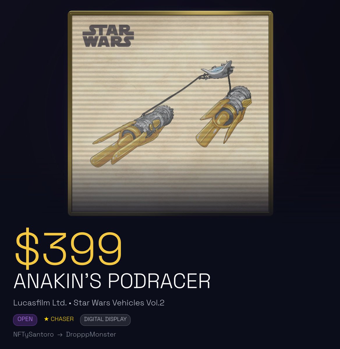 PinnaclePinBot's tweet photo. $399 — ANAKIN'S PODRACER just sold on @DisneyPinnacle
https://t.co/111rwp1zj5 https://t.co/tJtI3YPIIV