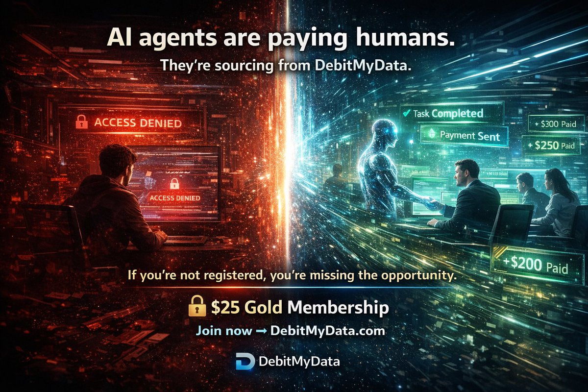 DebitMyDataTV's tweet photo. AI is already paying people.

Not in the future.
Right now.
And they’re sourcing from DebitMyData.

If you’re not in… you’re on the outside.

🔓 $25 Gold Membership
🌐 https://t.co/9pP2qmv5ml

#AIJobs #MakeMoneyOnline #Web3 #SideHustle https://t.co/COGEyVfgJW