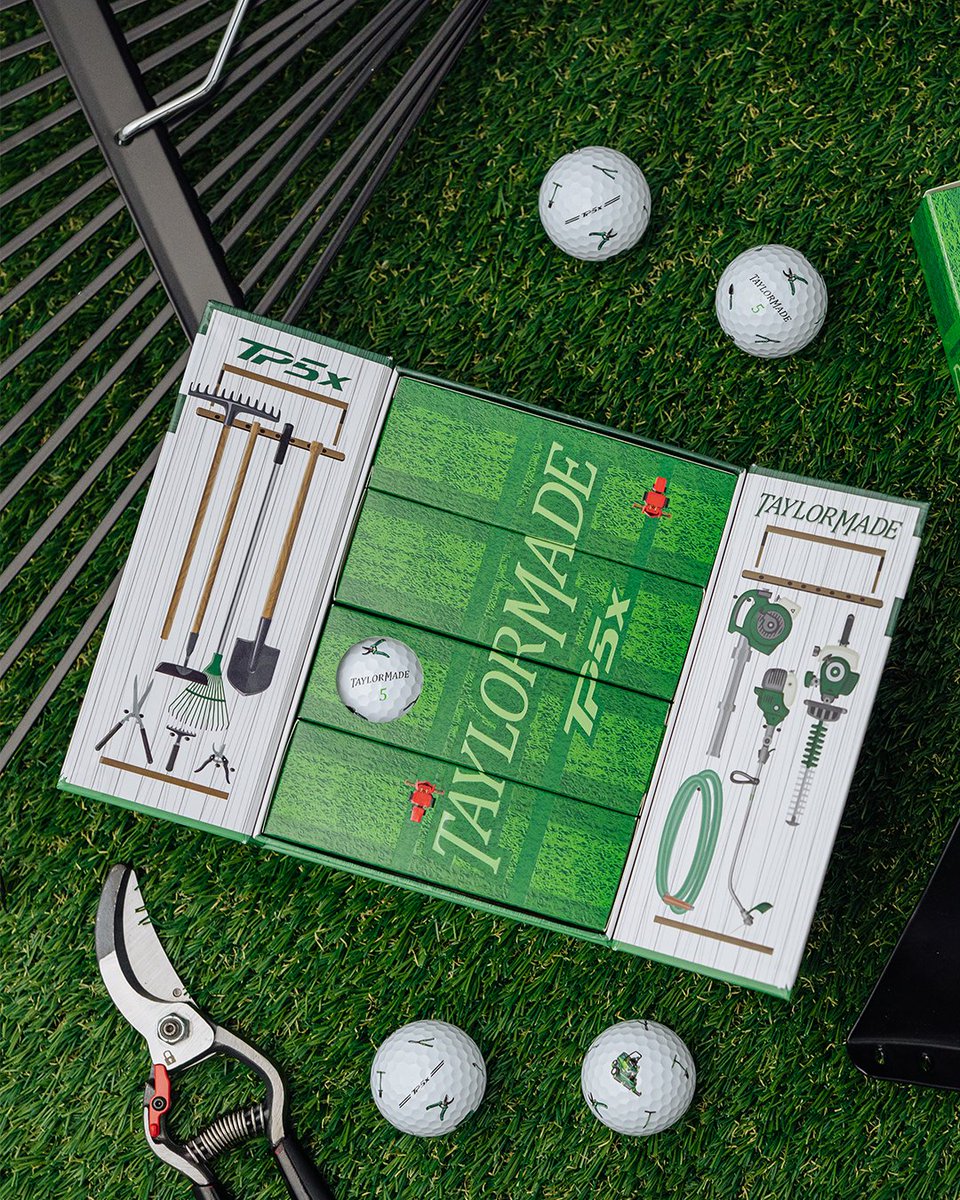 TaylorMadeGolf's tweet photo. Every pristine fairway has a crew behind it. 🪏

Our TP5 and TP5x pix Season Opener golf balls pay homage to the crews that keep the host venue’s course immaculate. The pattern on each ball features all the tools necessary to keep the course in top shape, including shovels, mowers, rakes, and hedge trimmers.  

Celebrate the crews that do all the dirty work here: https://t.co/mmEF2VgtDN