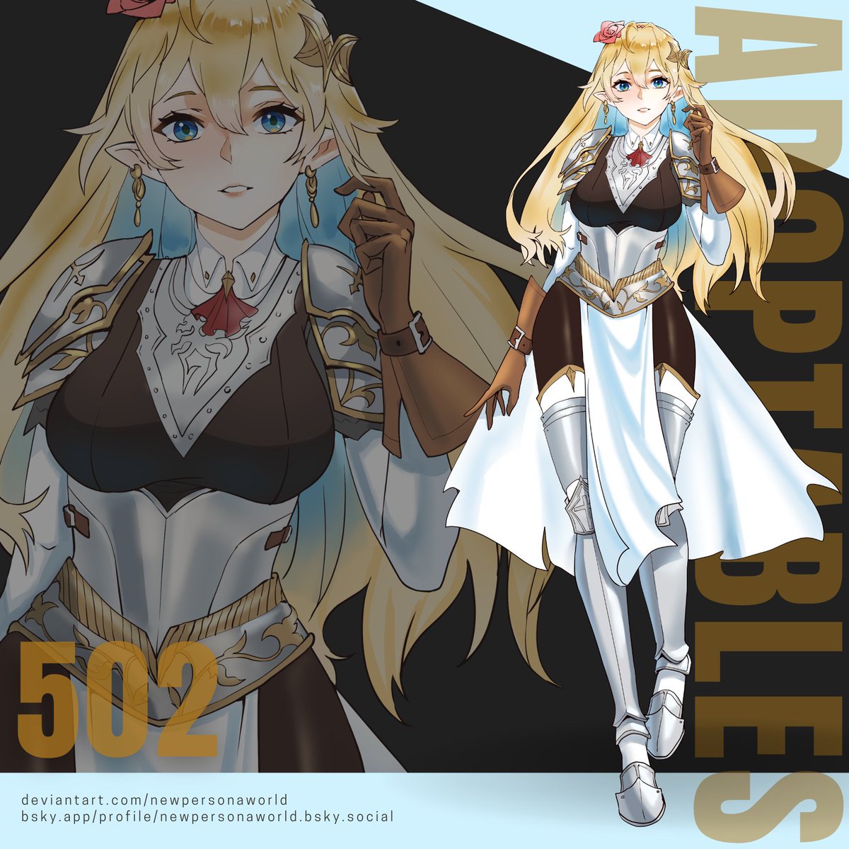NewPersonaWorld's tweet photo. New adopt posted in DeviantArt and YCH Commishes 😃 Hope you like her design! If you like to buy this knight, you can buy her here: https://t.co/n7RR3BFI7b

#adoptable #adoptables #art #ych #oc #characterdesign #warrior #anime #ocart #knight #knightoc #dnd https://t.co/H1QSS7n90g