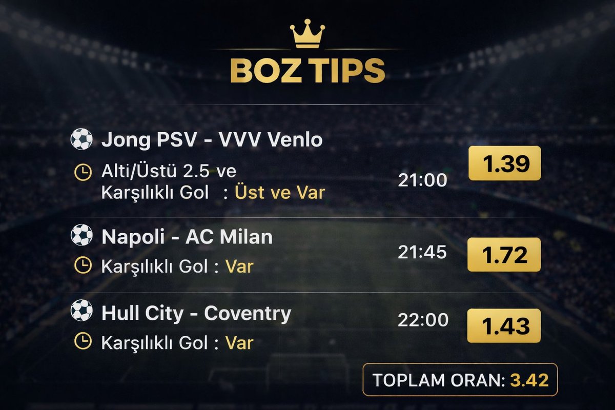 BozTHub's tweet photo. Gece kombinesi 🔥
Karşılıklı golle geçmesini beklediğim maçlar
Risk almak istemeyen canlıdan veya tekli değerlendirebilir ✍️
bol şans 👑
#iddaa #kupon #Tips #BozTips https://t.co/xjGd1APqdZ