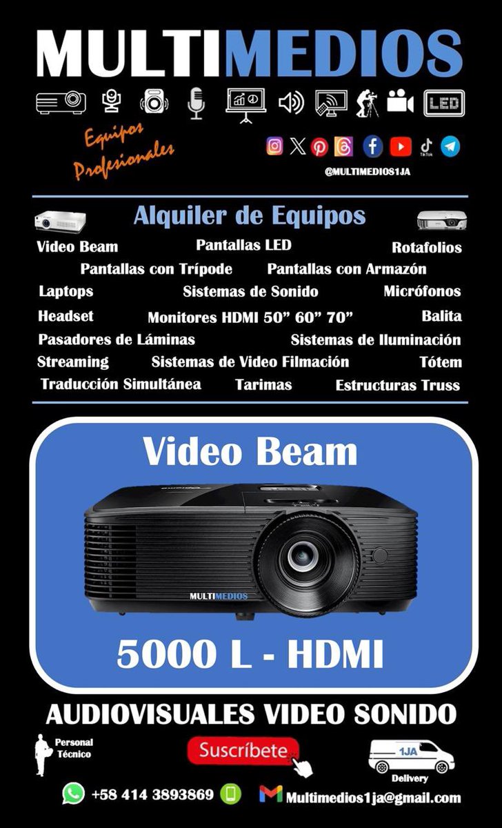 Multimedios1JA's tweet photo. Alquiler de Equipos Audiovisuales https://t.co/wYJGgXyqtl
