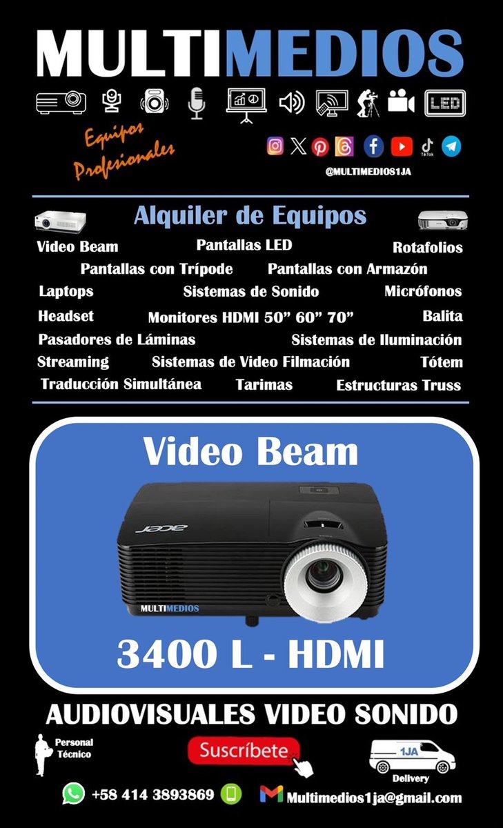 Multimedios1JA's tweet photo. Alquiler de Equipos Audiovisuales https://t.co/wYJGgXyqtl