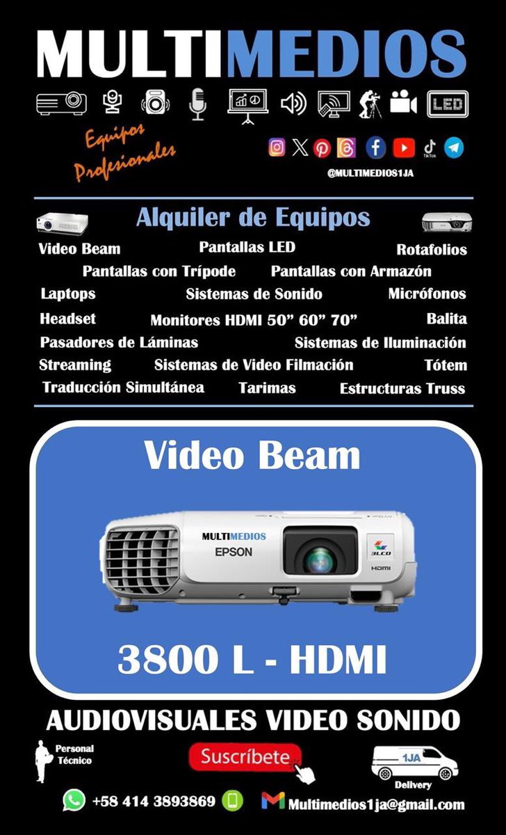 Multimedios1JA's tweet photo. Alquiler de Equipos Audiovisuales https://t.co/wYJGgXyqtl