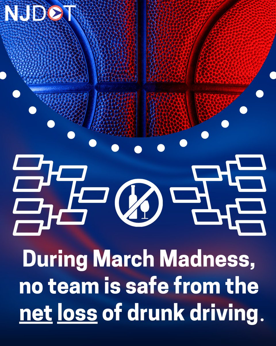 NewJerseyDOT's tweet image. #MarchMadness may be the buzz around town, but remember, the buzz doesn’t belong behind the wheel.
#DrunkDrivingPrevention #DesignatedDrivers