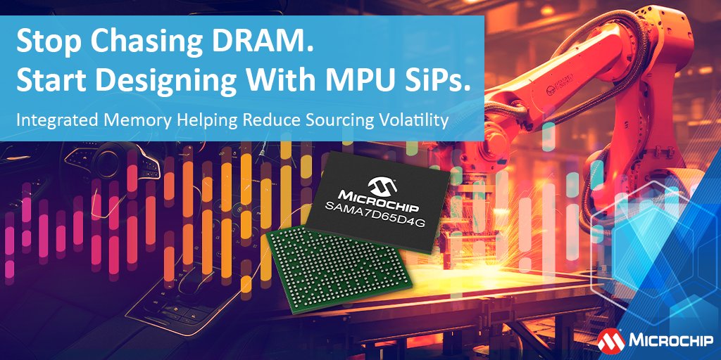 MicrochipTech's tweet image. DRAM market shifts impacting your roadmap? MPU SiPs with integrated memory help reduce exposure to external DDR sourcing fluctuations. Keep designs progressing with available devices. Learn more: mchp.us/4bLyjVH. #EmbeddedSystems #MPU #IoT