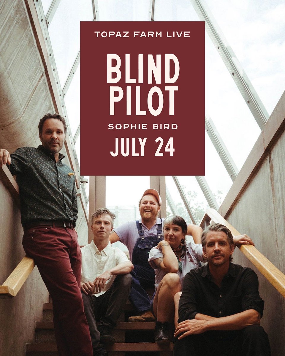blindpilot's tweet photo. Just Announced! Blind Pilot returns to Topaz Farm July 24, with Sophie Bird. Artist pre-sale begins Wednesday, April 8 @ 10am PT with the password PNW26. General tickets go on sale this Friday, April 10 at 10am PT. Find all details at https://t.co/NRbwfzyS4y. 🌻 https://t.co/CbqH4he3vD