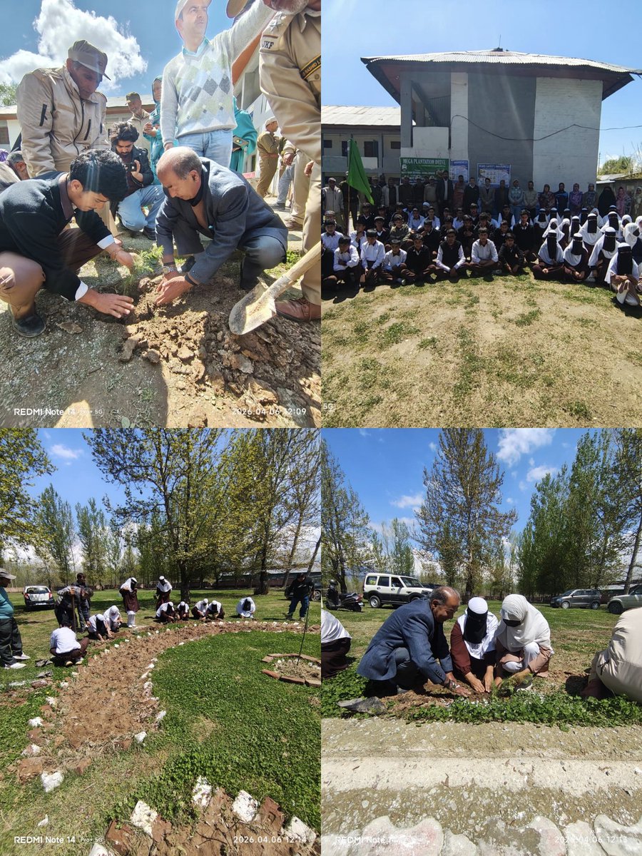 forest_sindh's tweet photo. A successful plantation drive was conducted today, 6th April 2026, by Harran Shallabugh Range of Sindh Forest Division, Ganderbal in collaboration with Government Boys High School Shallabugh.The program was graced by Worthy DFO Sindh Division, Mr. Iqbal Rasool Dar (IFS). https://t.co/WkeTHVqhJB