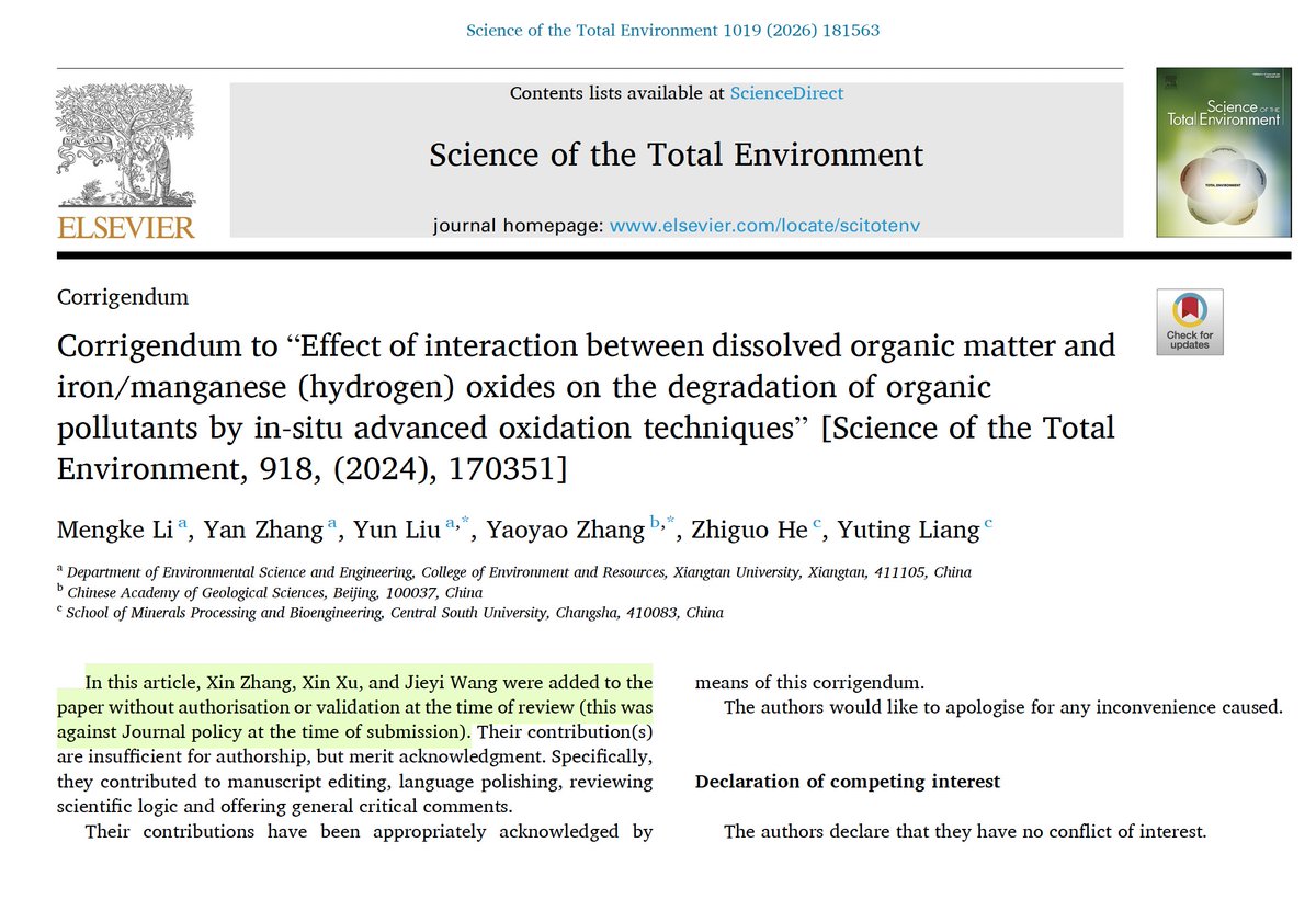 Spottingthespot's tweet image. More proof of the fact that @ElsevierConnect &amp;amp; @SciTotEnv are whitewashing #papermill #fraud! One of the frauds is Mika Sillanpää! Paper mill junk with bought authorship is now being whitewashed with stupid corrections! @MicrobiomDigest @Thatsregrettab1 @addictedtoigno1