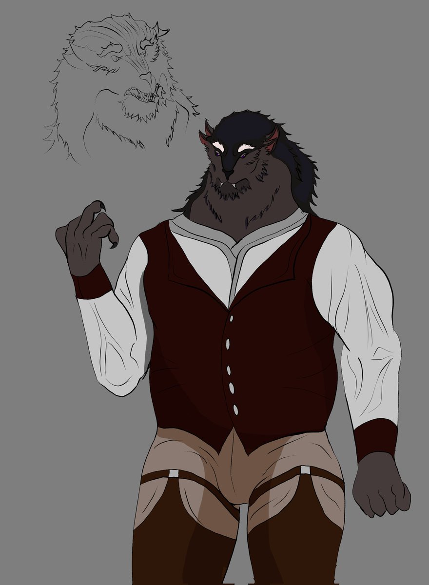 Isaac_TheRaccon's tweet photo. First rough colored sketch of a beastman I'm trying to hammer out. https://t.co/AtrQoK4a6n