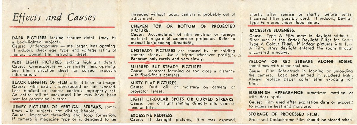 UnicornUnbound's tweet photo. These two leaflets containing advice for amateur cinematographers date from 1958, and were issued by #Kodak processing labs after developing #Standard8 cine films... back in the days before 'point and shoot' when #photography buffs really had to know their subject.
#digitisation https://t.co/wU1lj5gHLy