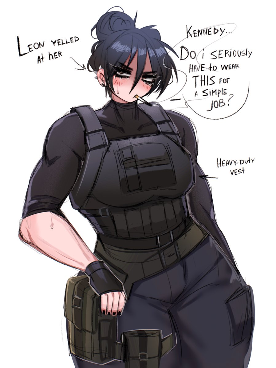 sfwbat's tweet image. She dressed herself: 
Leon yelled at her: 
#residenteviloc #reoc