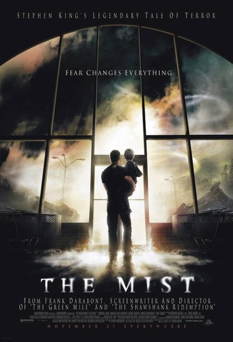 Film 192 for '26

▶️ After a thunderstorm, an eerie, unwavering fog descends upon a Maine community. Locals seek refuge in a grocery store from the monstrous creatures now roaming the countryside killing everyone they encounter:

#NowWatching "The Mist" (2007)

#Film #iPlayer