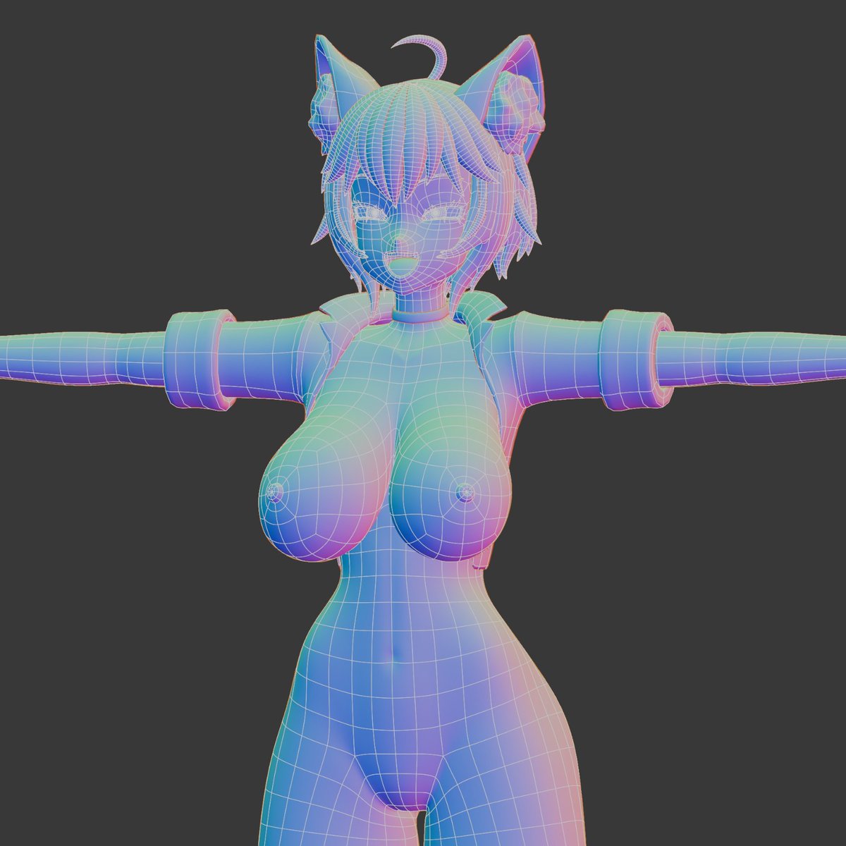 solo_wing_pixy1's tweet image. 3D model of a work by @Brassica_18. I love their style and wanted to practice topology based on their original design.

If you think I'm misusing their design, please let me know and I'll remove it without hesitation. I hope you like it!

#blender3D #3DModeling #Retopology