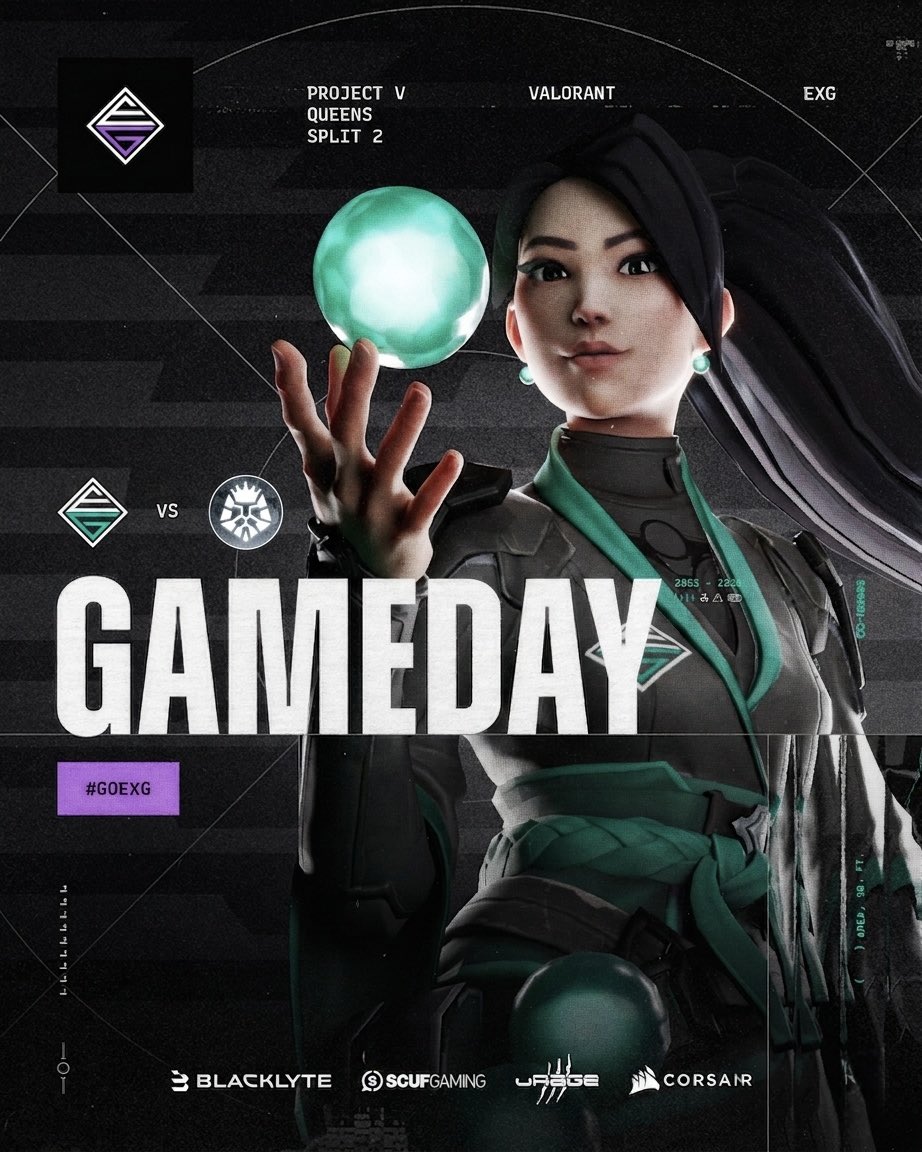ExceptionalGM's tweet image. Matchday ⚔️ 

We are playing today in the @projectvgg 
#Queens Split 2

🕖 19:00 CEST
🆚 @LundEsports 

🖥️ Watchparty: twitch.tv/leeov

@binz_val 
@sweven_v 
@jjeonda_ 
@mous1eee 
@luna_vlr (Sub)
@Mashari_vlr (Sub)

🧠 Coach: @etern7lfps 
💼 Manger: @valiation 

#Valorant