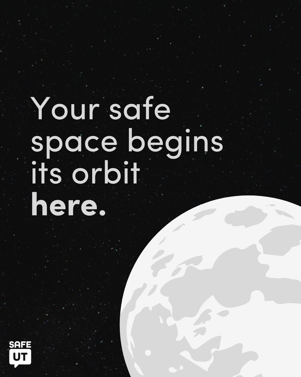 Safe_UT's tweet photo. Your safe space begins its orbit here 🌕

Whatever worry, stress, or safety concern drifts into your atmosphere, SafeUT counselors are here to help you navigate it and guide you toward trusted adults and resources so you never have to face the unknown alone. https://t.co/CRJhVJtWJQ