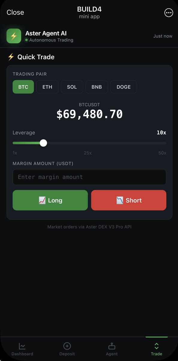 BenTodar's tweet image. Autonomous trading is coming to @Aster_DEX 
#Aster Coded.

$B4 holders will have reduced fees. 

0x1d547f9d0890ee5abfb49d7d53ca19df85da4444
