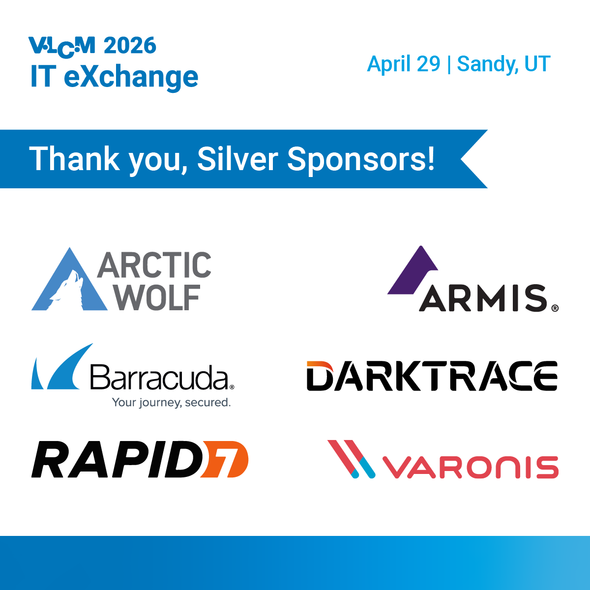vlcmtech's tweet photo. Huge thanks to our Silver Sponsors at VLCM 2026 IT eXchange! You can catch each sponsor in a Theater Chat and on the Trade Show Floor on April 29. If you haven't already, register for ITX (it's free for IT!) by visiting https://t.co/QWY1VETg9p. https://t.co/0pbNE53s4O