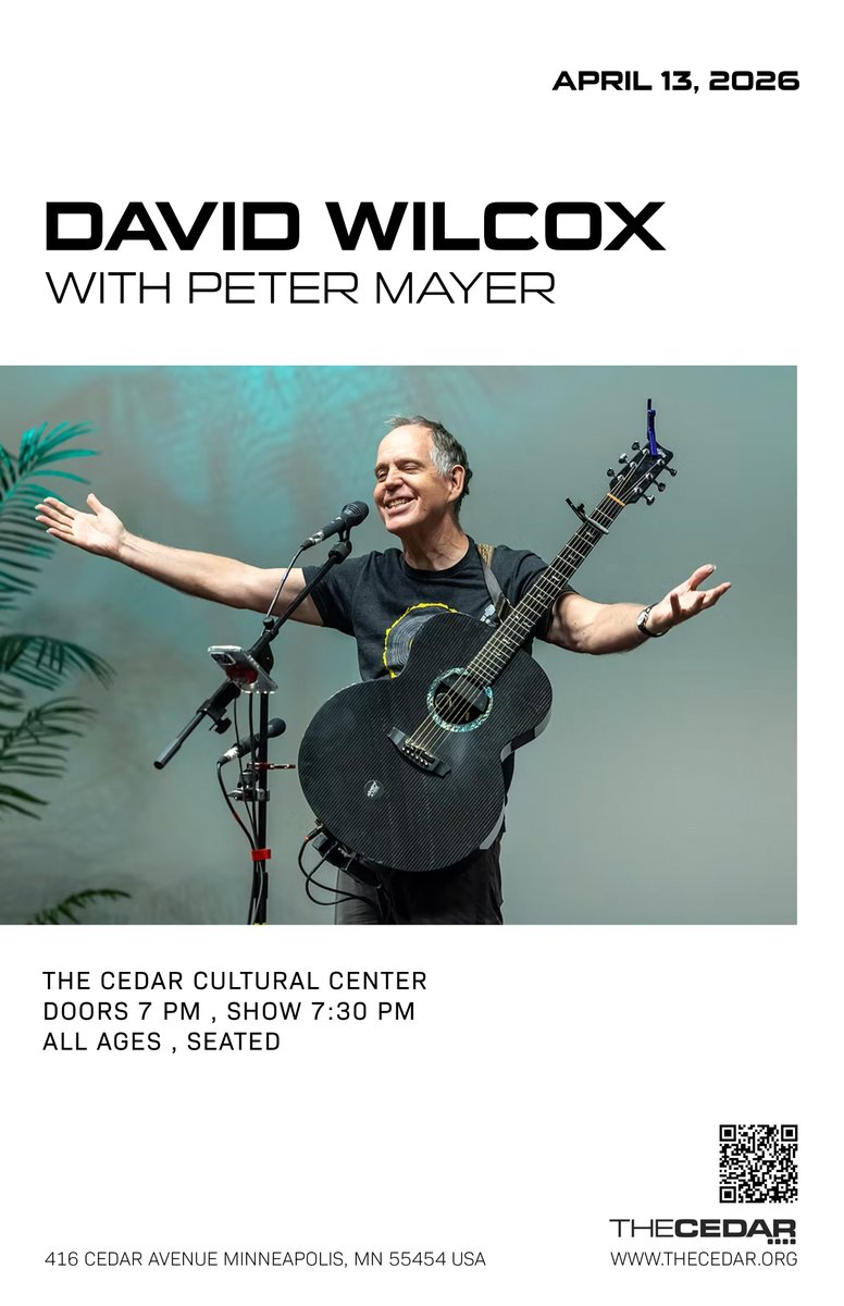 TheCedar's tweet photo. 🔊 TONIGHT at The Cedar:
DAVID WILCOX with Peter Mayer
Doors: 7:00 PM / Show: 7:30 PM
All Ages
Seated

🎟 Get tickets: https://t.co/QSdzbx4LQk https://t.co/XbqinwL5vy