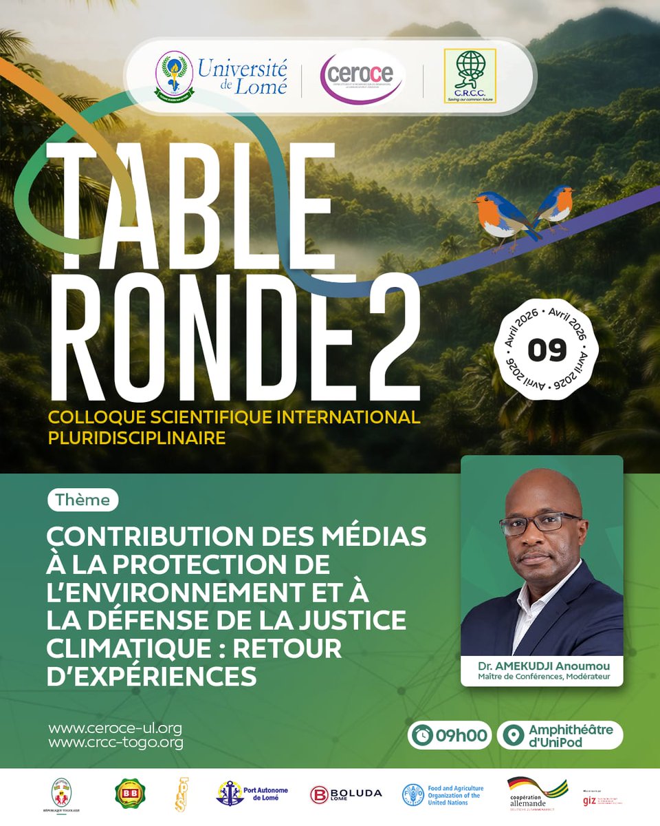 Colloque Scientifique International &amp; Pluridisciplinaire ce 07 avril 2026, dès 8h30, à l’Auditorium de l’Université de Lomé.  
Un rendez-vous unique pour croiser savoirs, innovations et perspectives globales. #Science #Innovation #UniversitéDeLomé