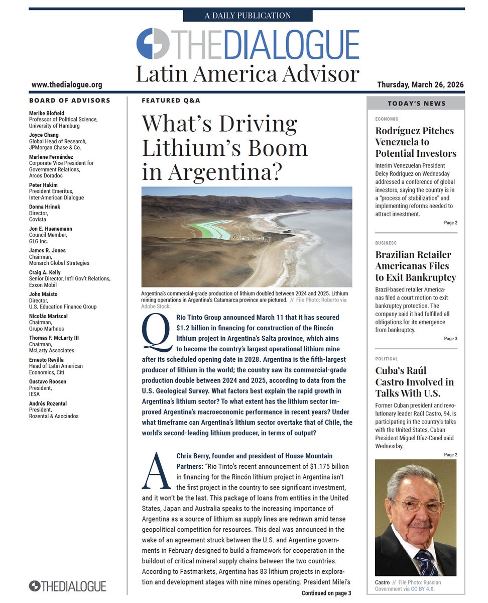 j_m_hofer's tweet image. Profoundly grateful for this interview with @JackQuinnLAC  and @The_Dialogue

Now the lithium triangle is “pro-business”: expectations are high!

sc-insights.com
@andyleyland1
@DerrickSCI

#batterymaterials #criticalmaterials #litio #lithium #copper #LIBsupplychain