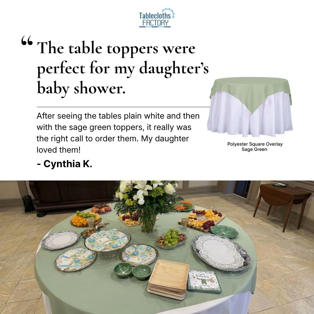 TableclothsF's tweet image. The simple touch that makes all the difference! 🌿✨

Our Sage Green Polyester Table Overlay is:
1️⃣ Effortlessly Stylish
2️⃣ Stress-Free Styling
3️⃣ Built to Last

🔗 Grab yours here! — tableclothsfactory.pulse.ly/axlo2vdpzc

#tablescape #eventsetup #partyplanning #tabledecor #decorgoals