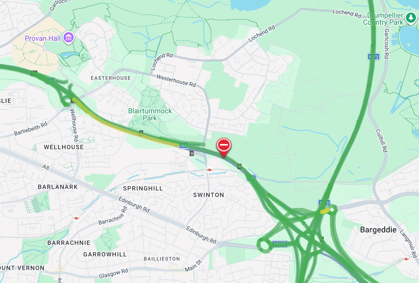 trafficscotland's tweet image. ❗️NEW ⌚️18:15

🛣️#M8 Junction 9

The #M8 is CLOSED Westbound at Junction 9 due to a road traffic incident⛔️

🚔Police are in attendance 

🚗Drivers should use an alternative route at this time. Approx 12 minute delay on approach to closure

@SWTrunkRoads