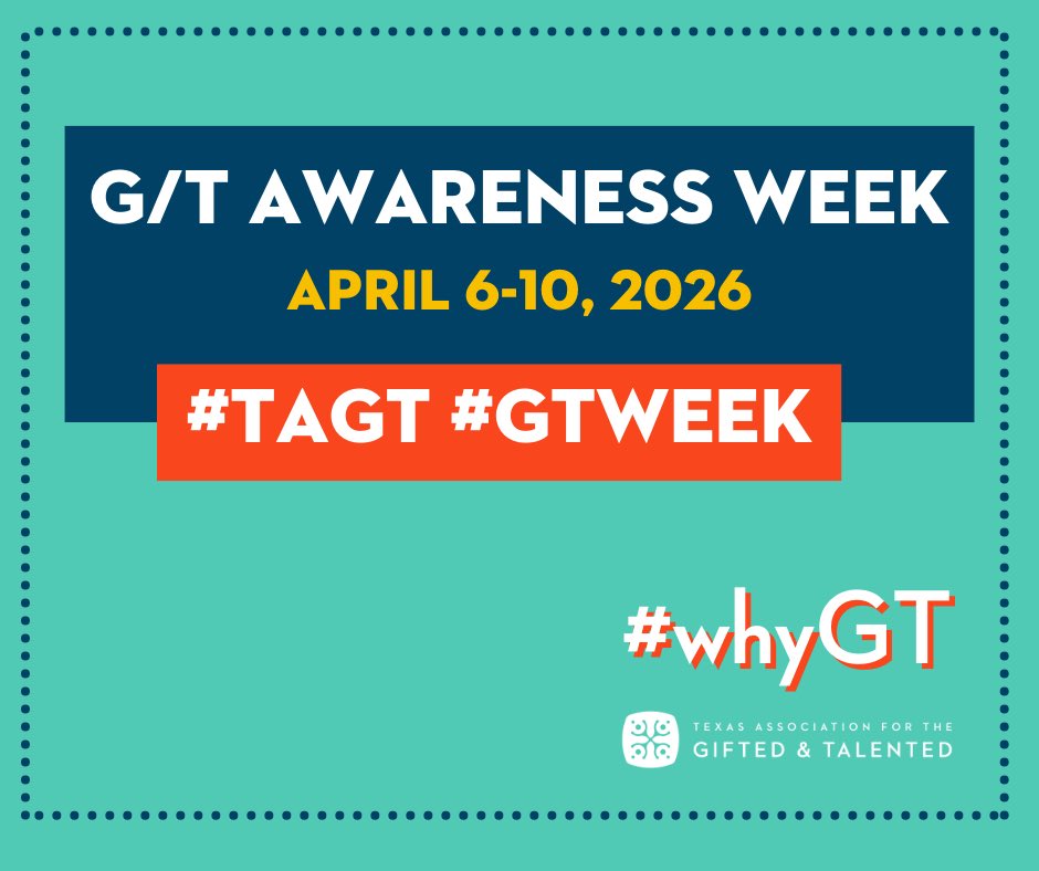 claudiaLzn's tweet photo. Happy Gifted and Talented Awareness Week! Gifted learners have unique academic and developmental needs. We recognize the educators who support these learners and the impact of GT services in our school community. @TISDRES @TomballISD #GTawarenessweek
#GTweek @txgifted #whyGT https://t.co/VxrIFDODGC