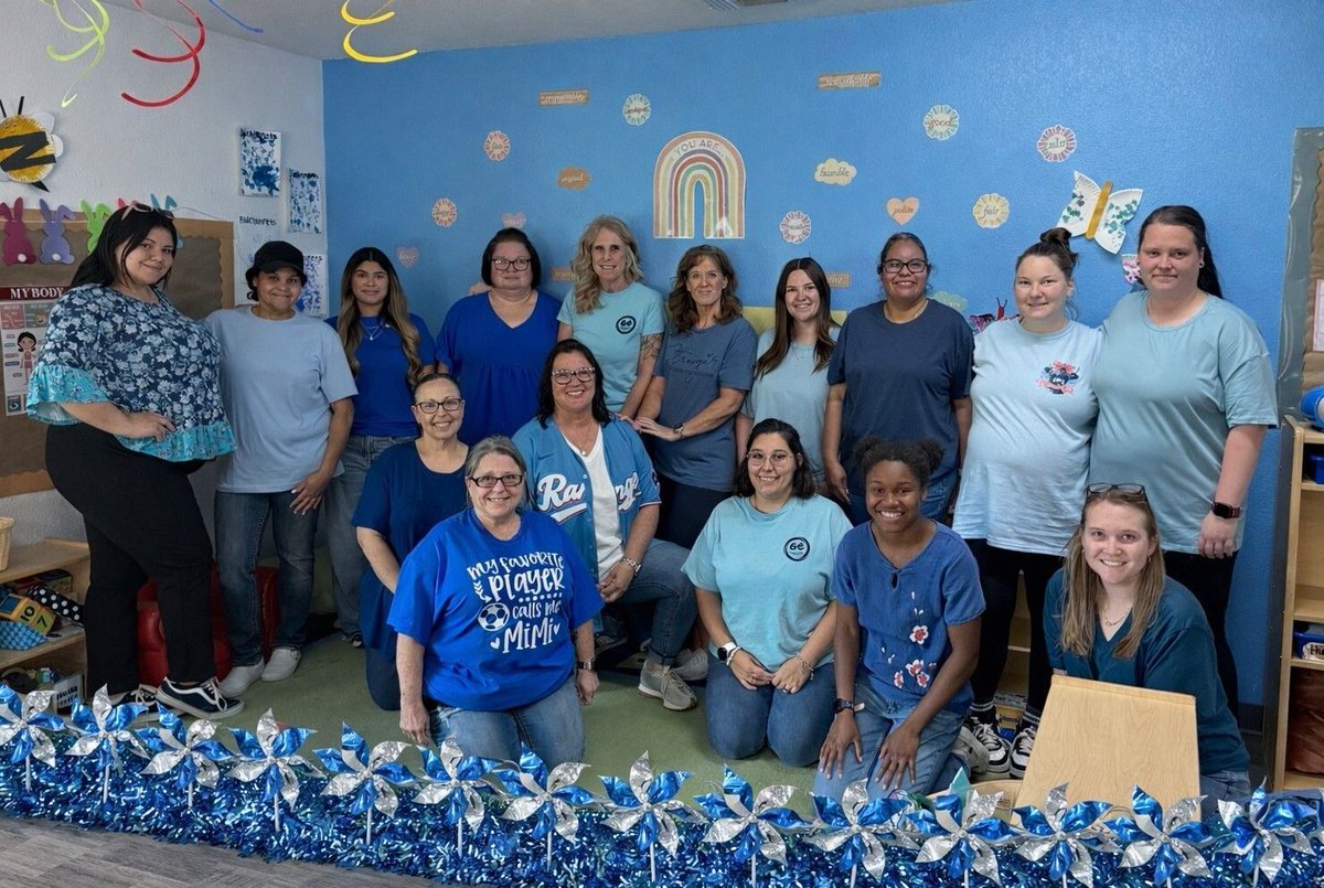 CornerstoneCAA's tweet photo. Our Decatur Early Head Start team is wearing blue on Fridays in April for Child Abuse Awareness Month. 💙 In Texas, more than 184 cases of child abuse are confirmed every day. Wear blue, learn the signs, speak up, and help protect children. #ChildAbuseAwarenessMonth #WearBlueDay https://t.co/1sIHZ0IIOv