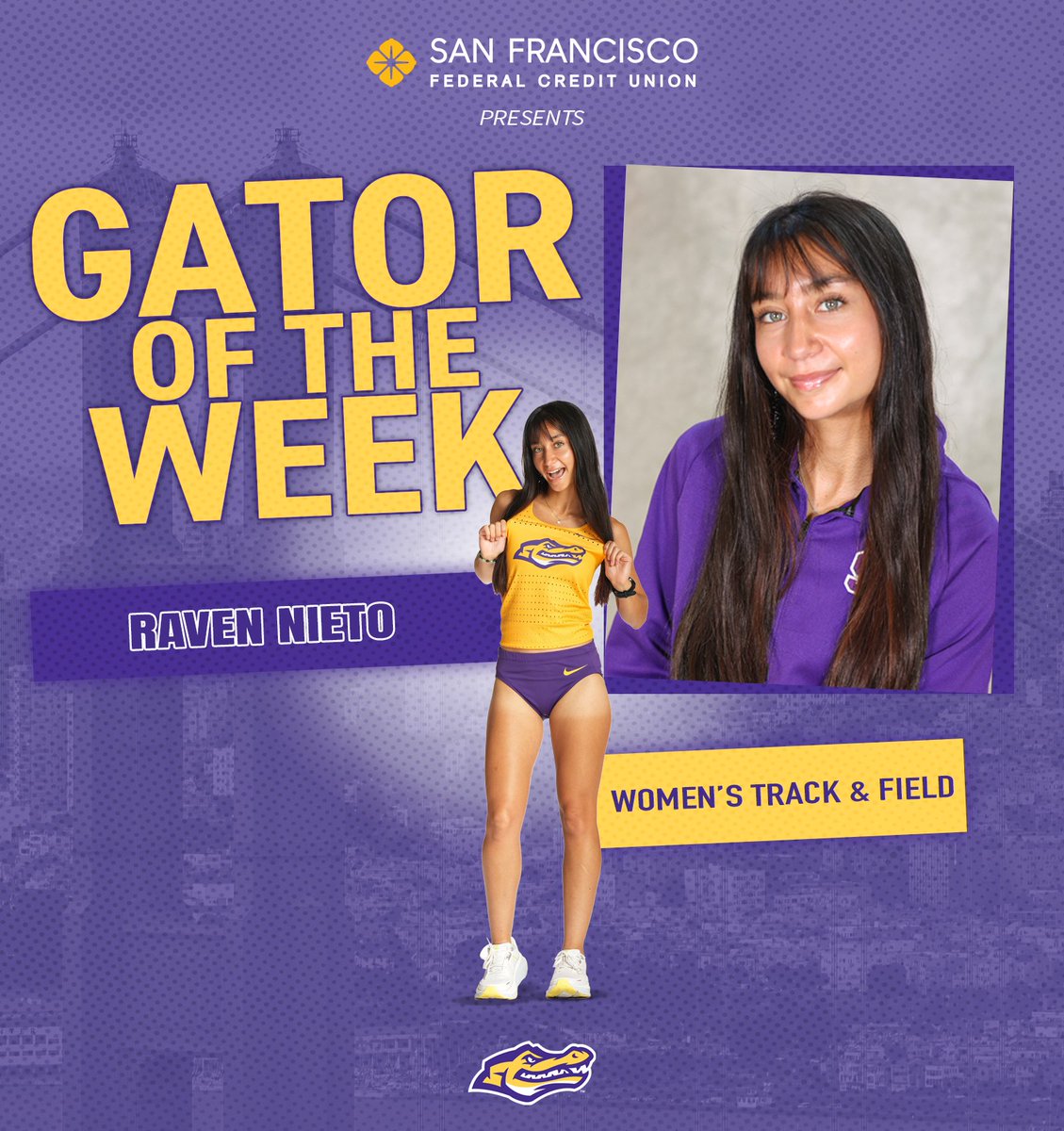 SFState_Gators's tweet photo. 🌁Gator of the Week, sponsored by @sffederalcu: Raven runs the 4⃣th fastest time in the 10000M in school history! https://t.co/llDGXFozTq
