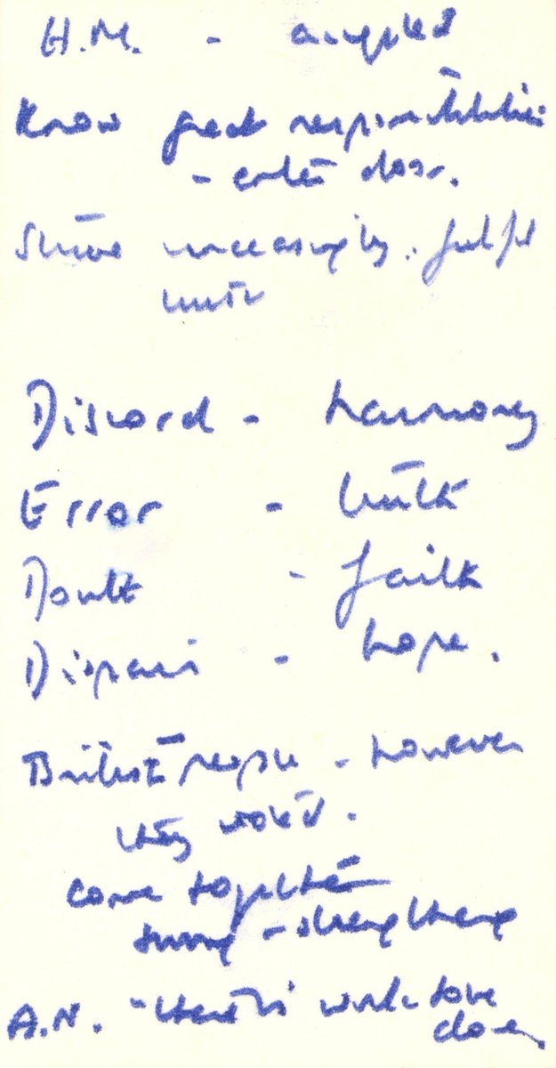 LeeDavidEvansUK's tweet photo. ‘Where there is discord, may we bring harmony…’

The note Margaret Thatcher used when addressing the media on her first day as PM - including the key words of the prayer of St Francis of Assisi and a reminder to finish by quoting her recently murdered friend, Airey Neave (A.N.). https://t.co/oSpUi23lQo