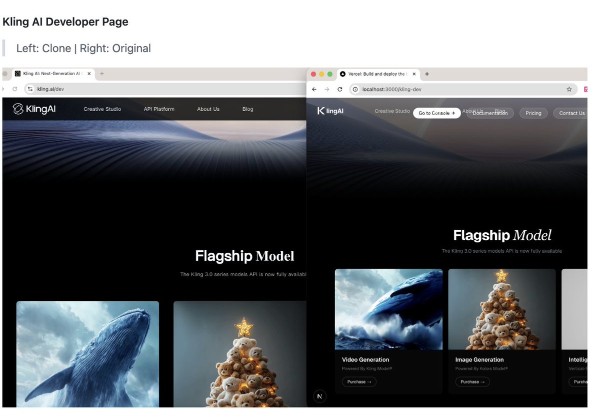 JaredOfAI's tweet photo. No code. No frontend skills. Just tell AI which website to clone.

I open sourced https://t.co/4rWKsM81ET

One-Click Clone is an open-source AI skill that lets you replicate ANY website with a single command. The AI opens a browser, inspects the page, downloads every asset, extracts exact styles, and builds a working Next.js clone — all without you writing a single line of code.

Current fidelity: ~70–80% on landing pages, including layout, colors, animations, and interactive elements.

Check it out >